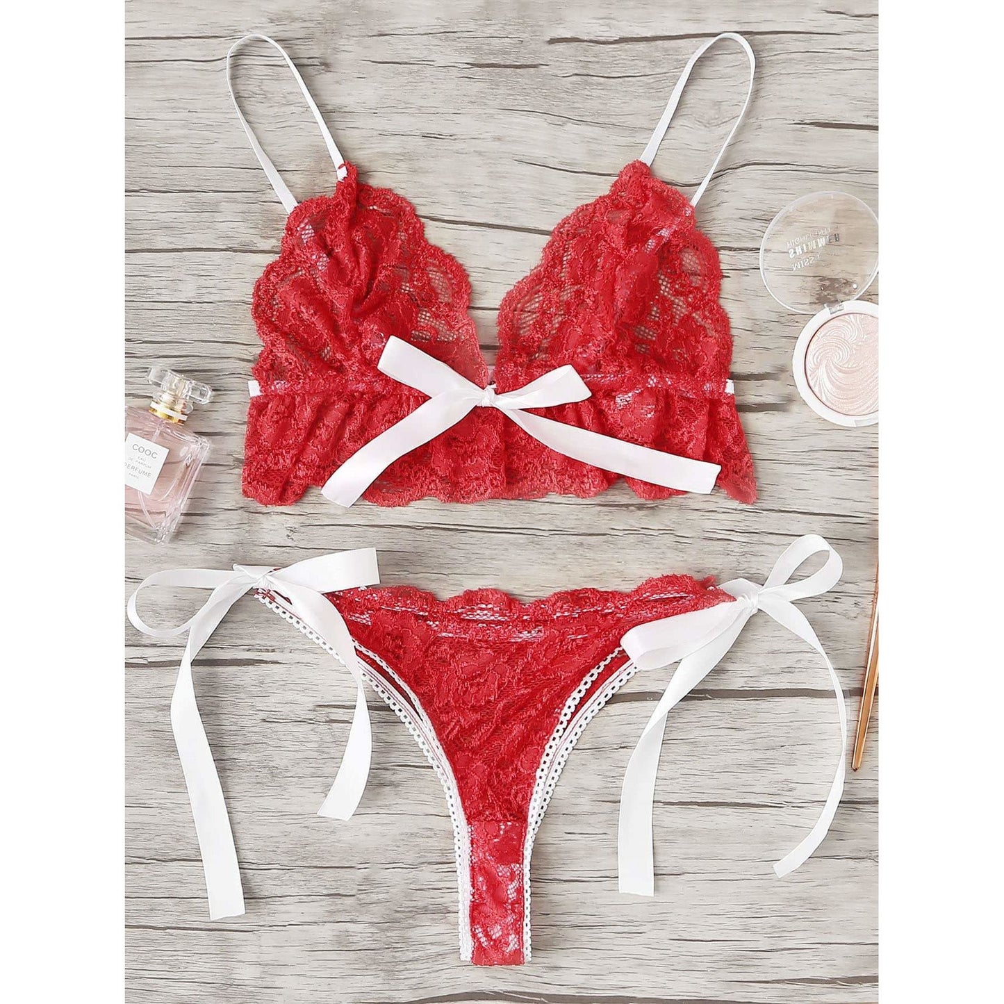 Bre Tie Side Lace Lingerie Set