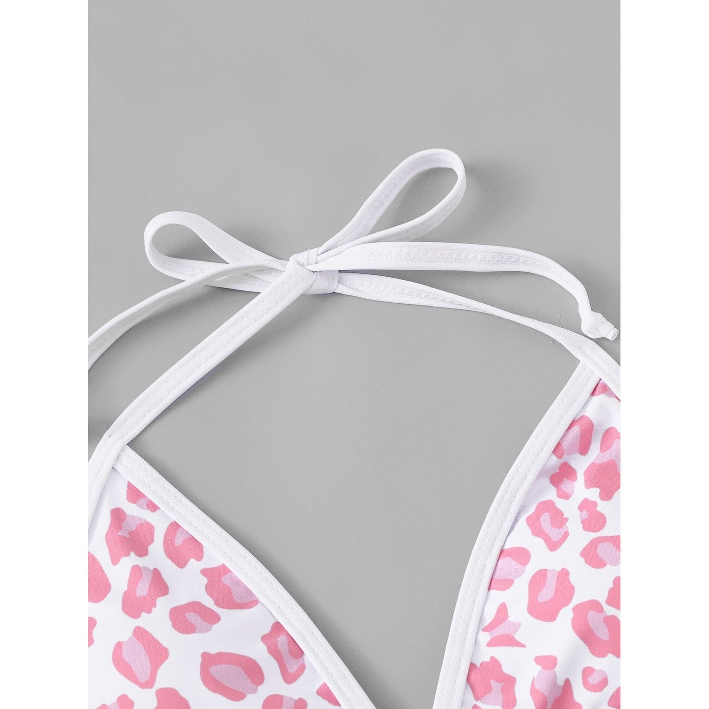 Leopard Self Tie Top With Tanga Bikini