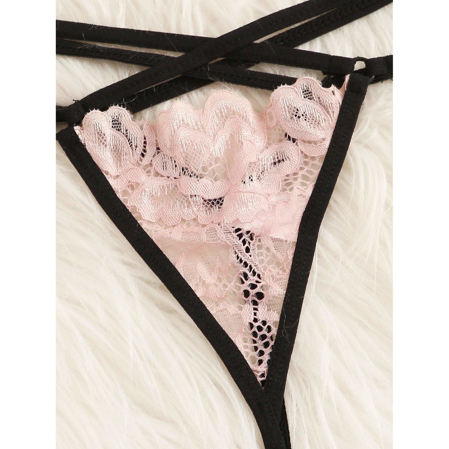 Spicy Floral Lace Garter Lingerie Set