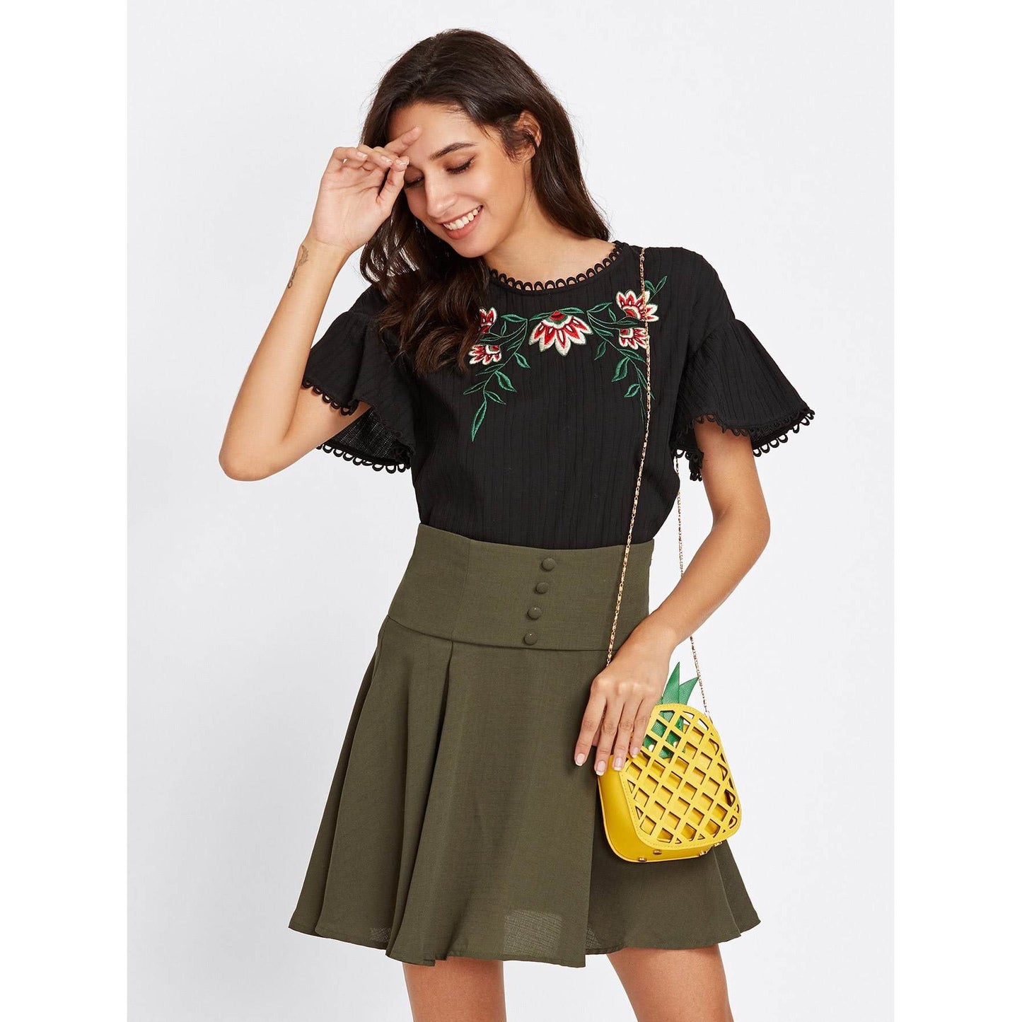 Pineapple Shaped PU Chain Crossbody Bag