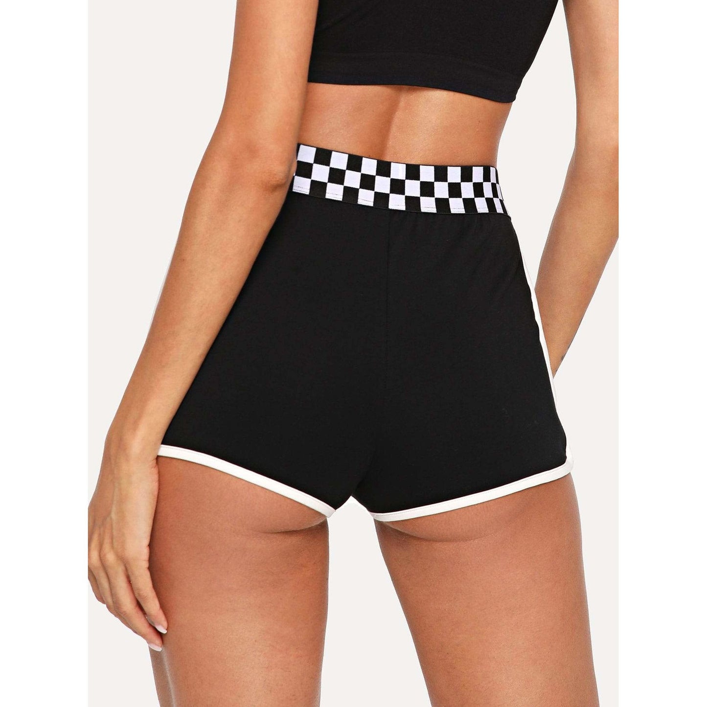 Plaid Waist Striped Shorts