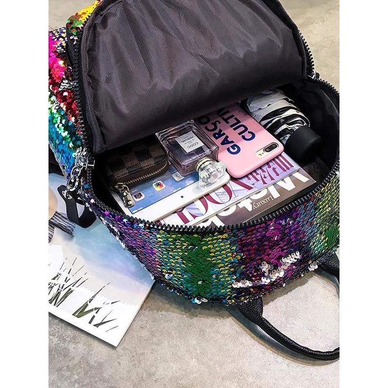 Rainbow Sequins Decor Backpack