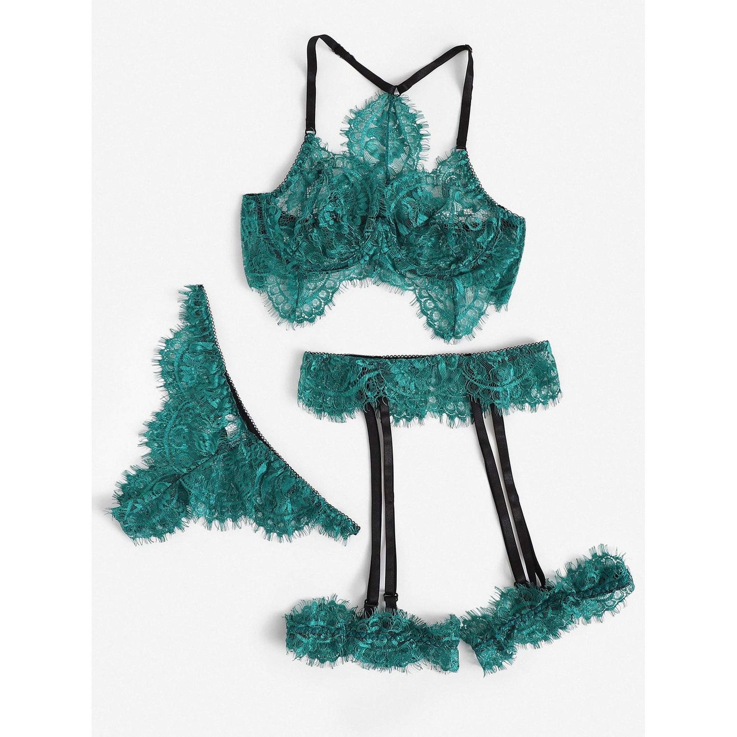 Eyelash Lace Garter Lingerie Set