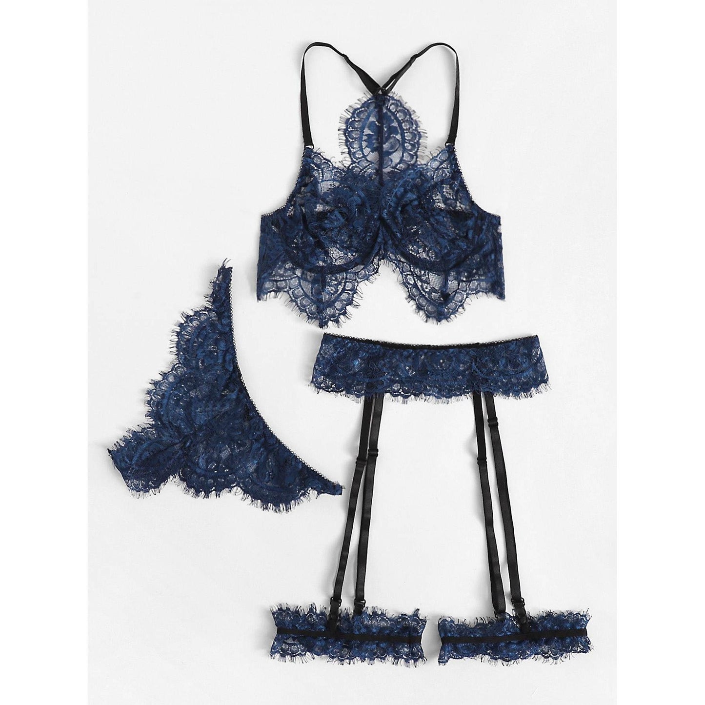 Eyelash Lace Garter Lingerie Set