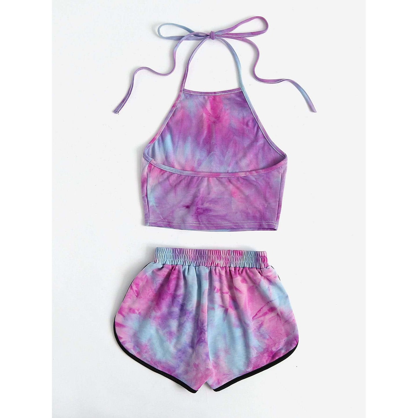 Water Color Crop Top With Ringer Shorts