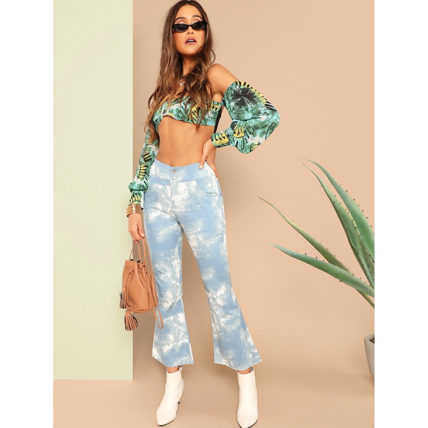 Blue Tie Dye Flared Pants