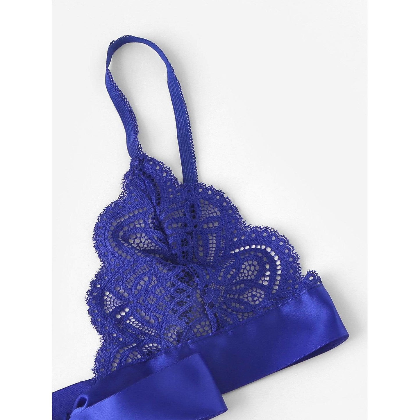 Scalloped Trim Ribbon Lingerie Set