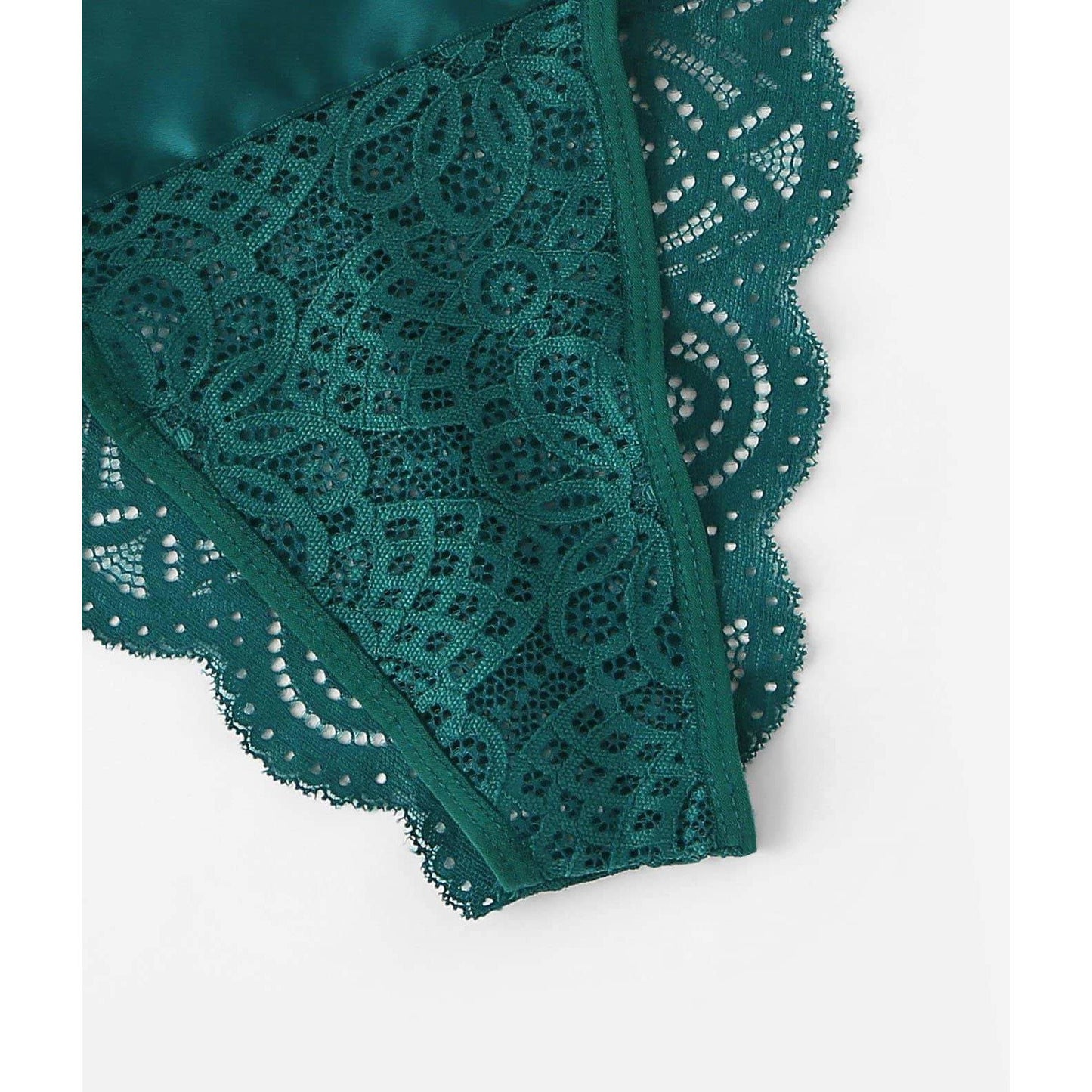 Scalloped Trim Ribbon Lingerie Set