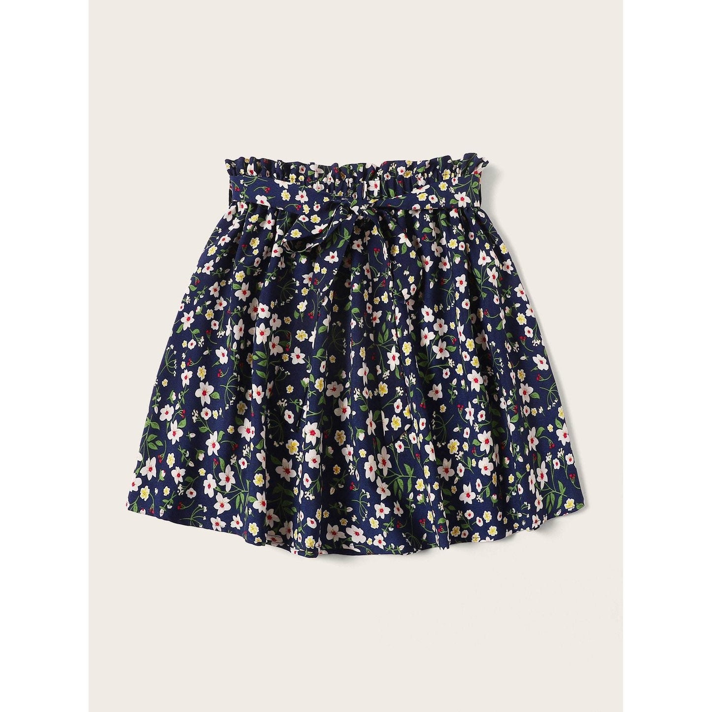 Ditsy Floral Print Waist Belted Skirt