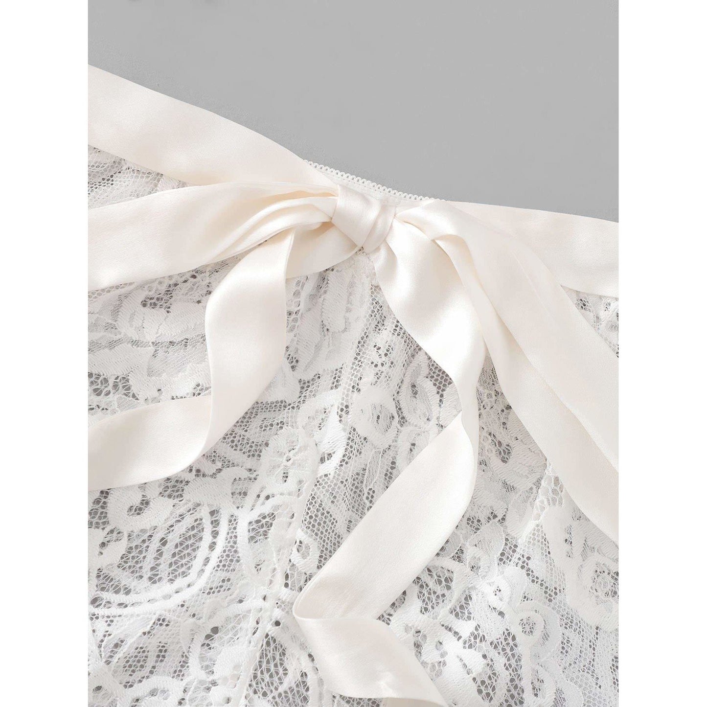 White Ribbon Lace Lingerie Set