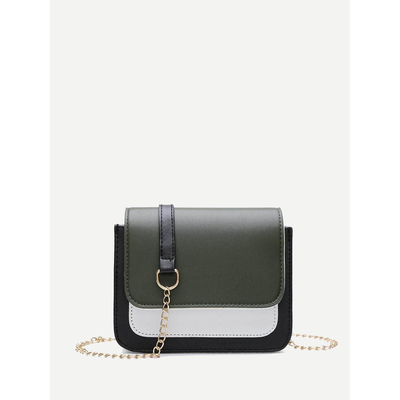 Color Block Flap Chain Bag