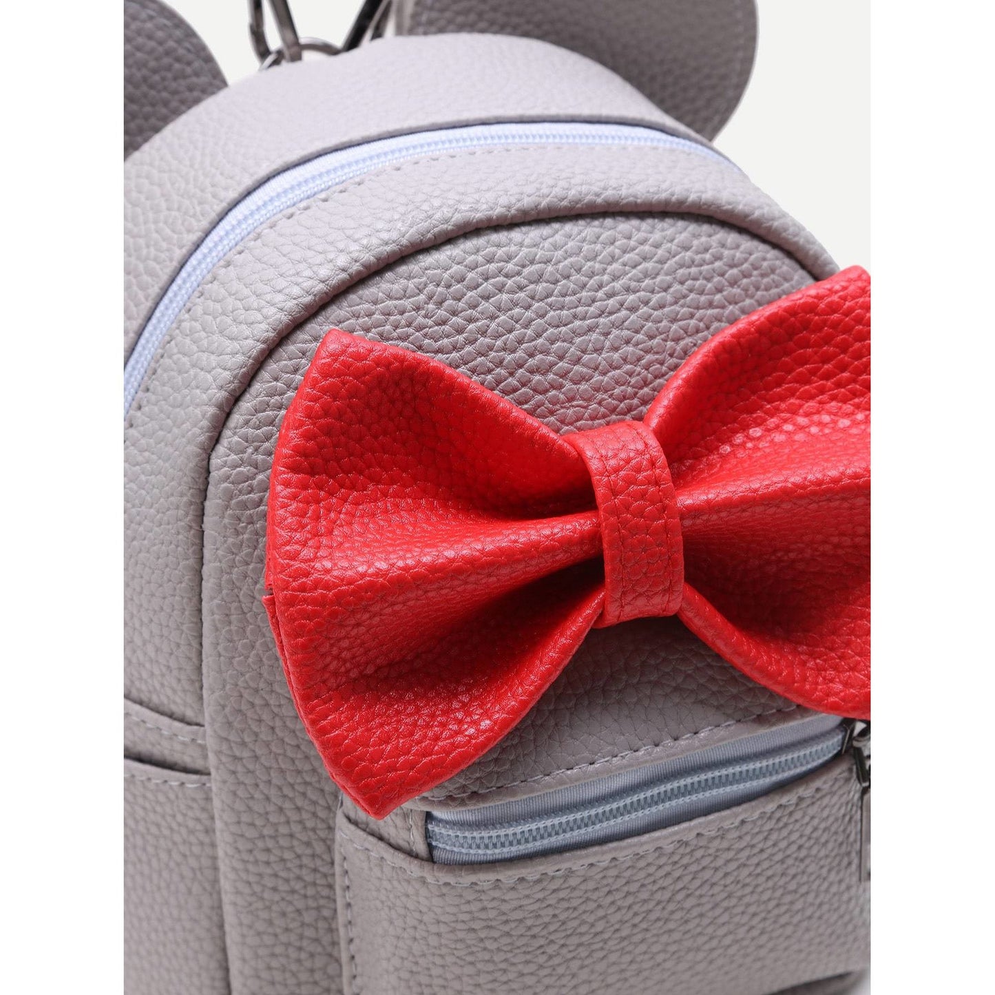 Pink Ear Shaped PU Backpack With Contrast Bow
