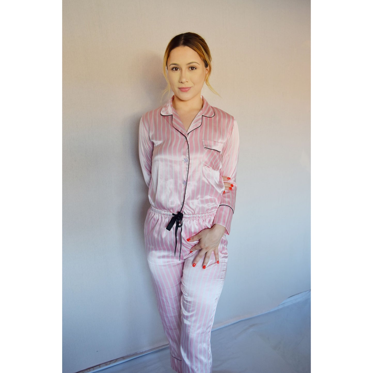 Striped Button Up Pajama Set