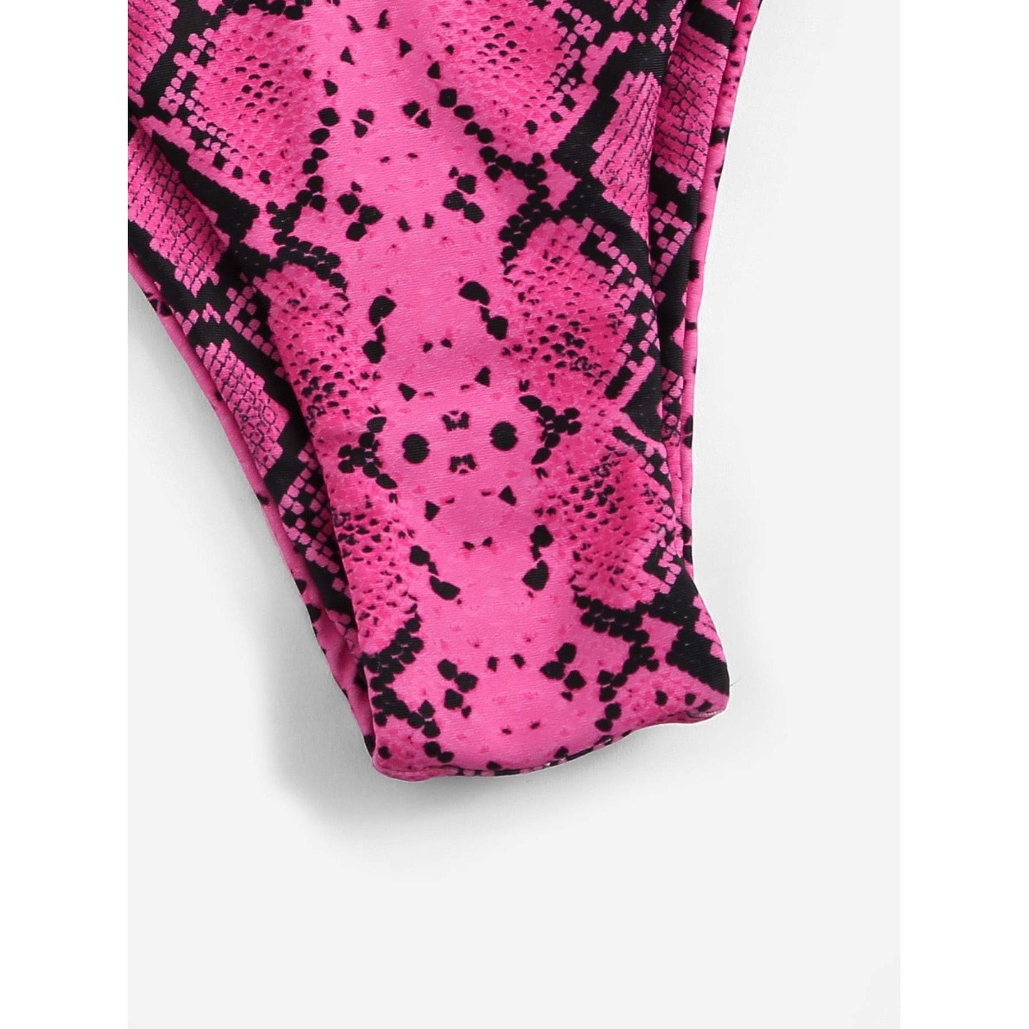 Pink Snakeskin Top With High Leg Bikini Set