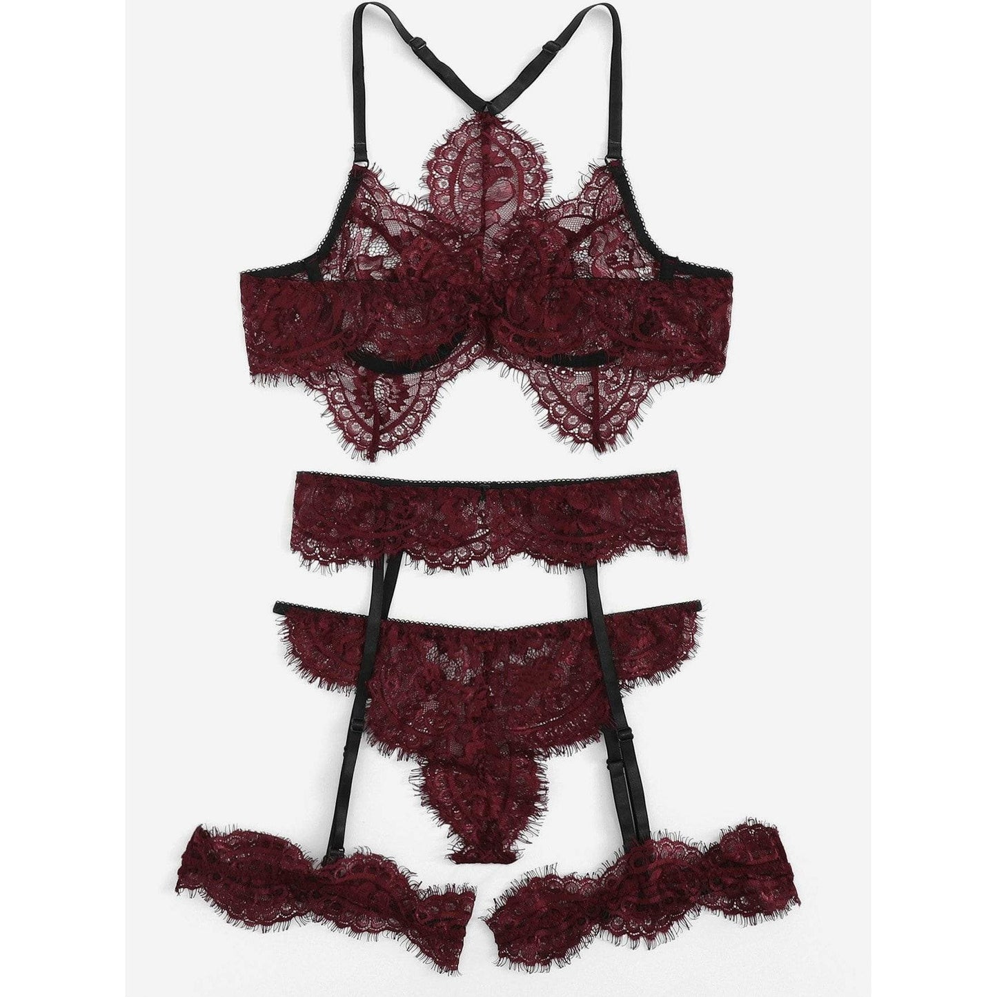 Eyelash Lace Garter Lingerie Set