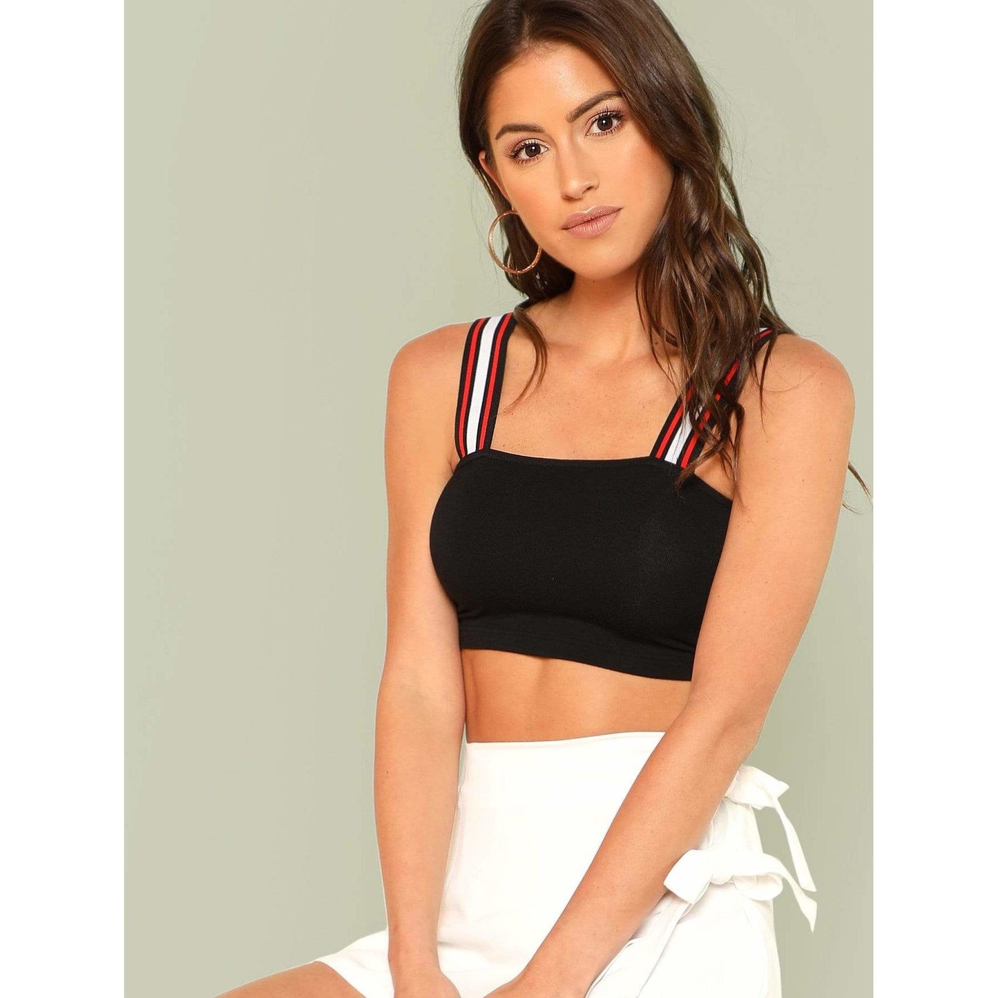 Striped Strap Crop Top