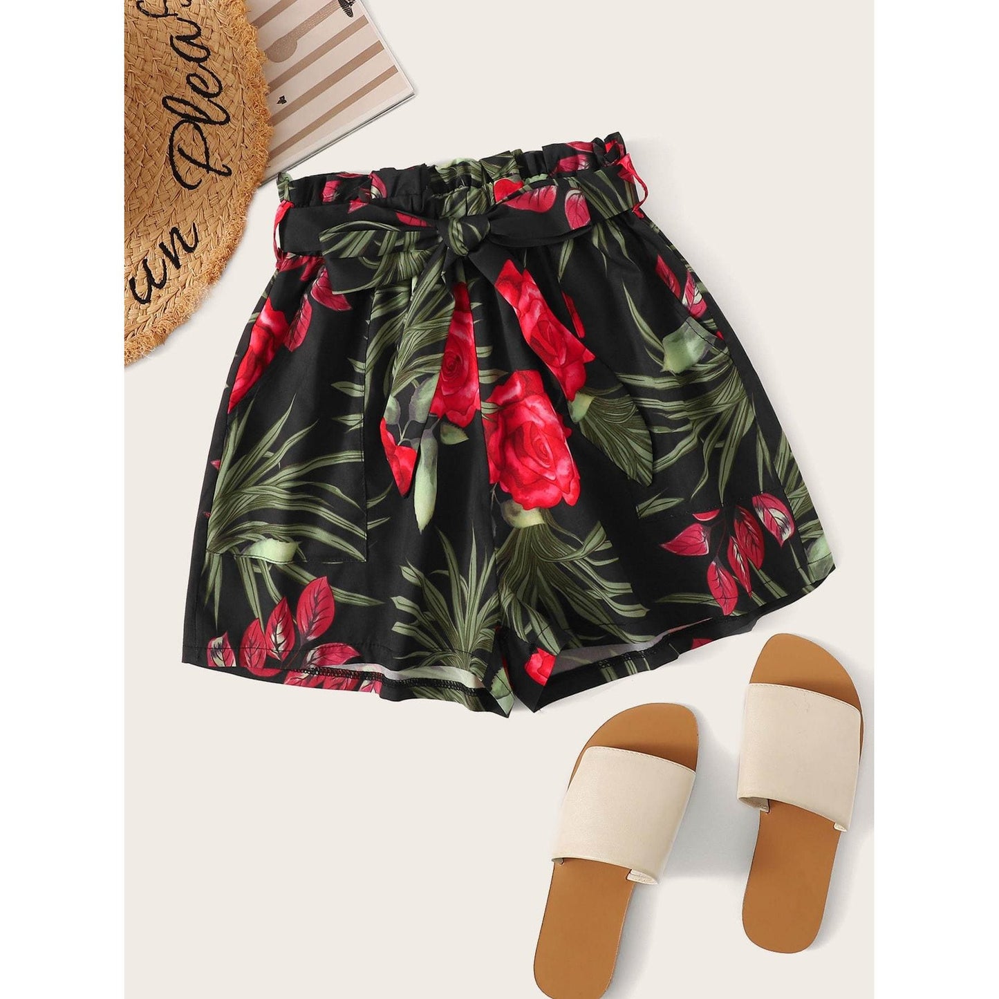 Chill Floral Print Self Tie Shorts