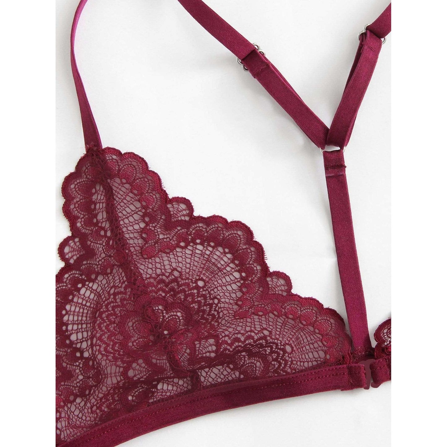 Scalloped Lace Garter Lingerie Set