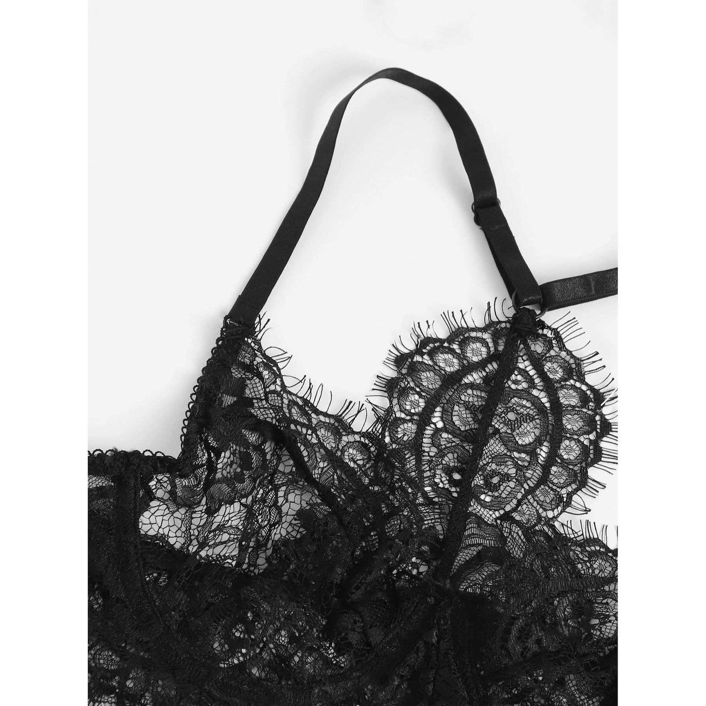 Eyelash Lace Garter Lingerie Set