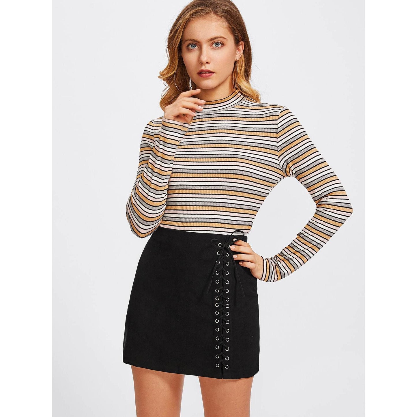 Grommet Lace Up Skirt