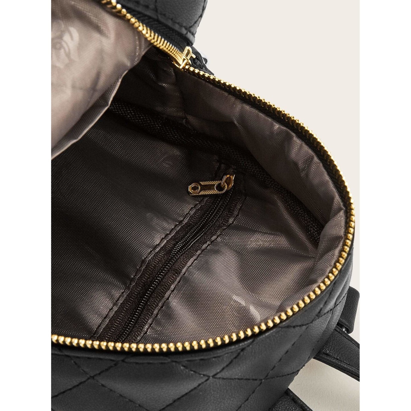 Quilted Zipper Simple Backpack