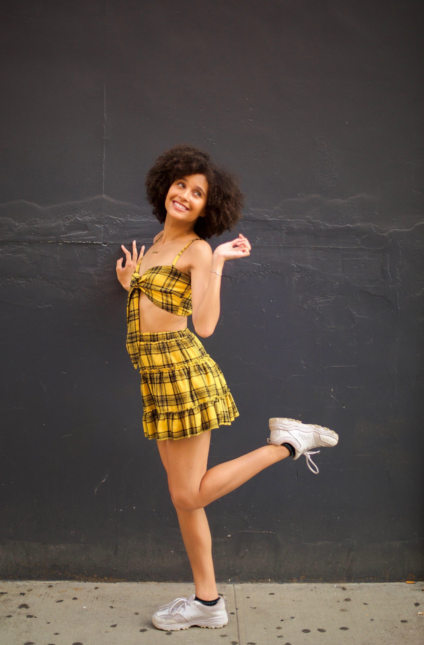 Amanda Yellow Plaid Set