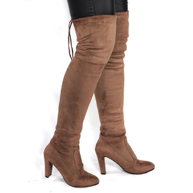 Selene Faux Suede Over The Knee Booties