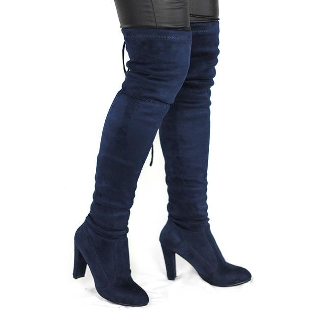 Selene Faux Suede Over The Knee Booties
