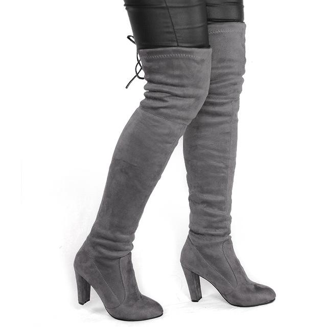 Selene Faux Suede Over The Knee Booties
