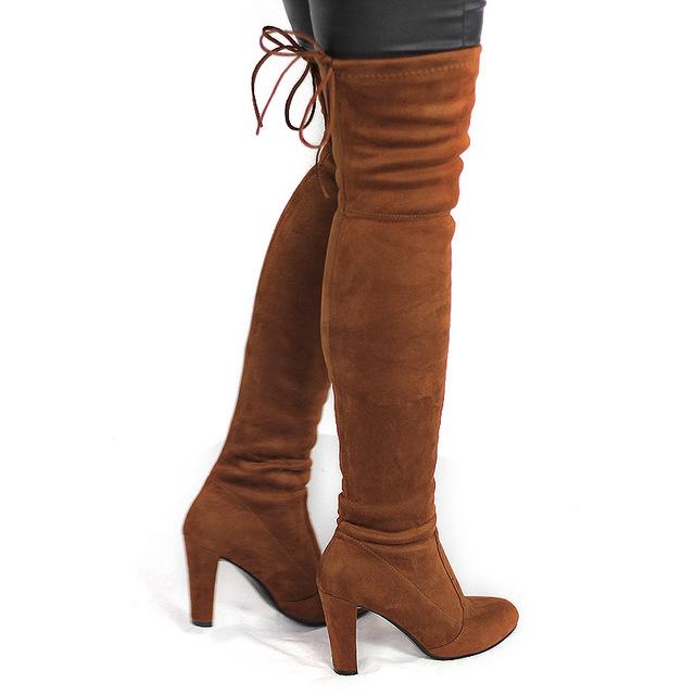 Selene Faux Suede Over The Knee Booties