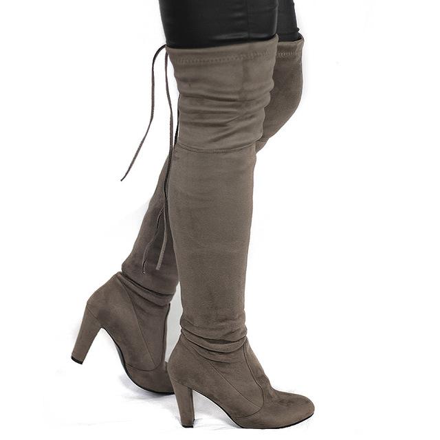 Selene Faux Suede Over The Knee Booties