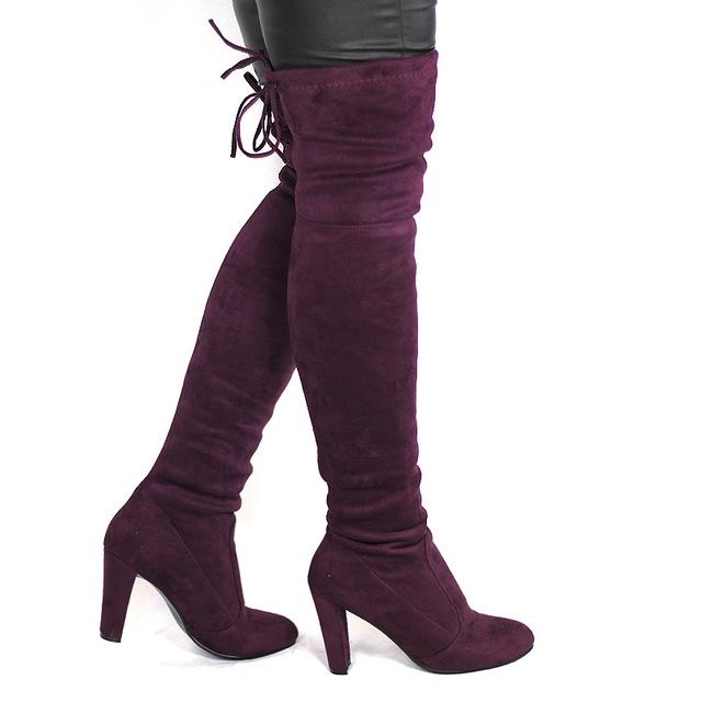 Selene Faux Suede Over The Knee Booties