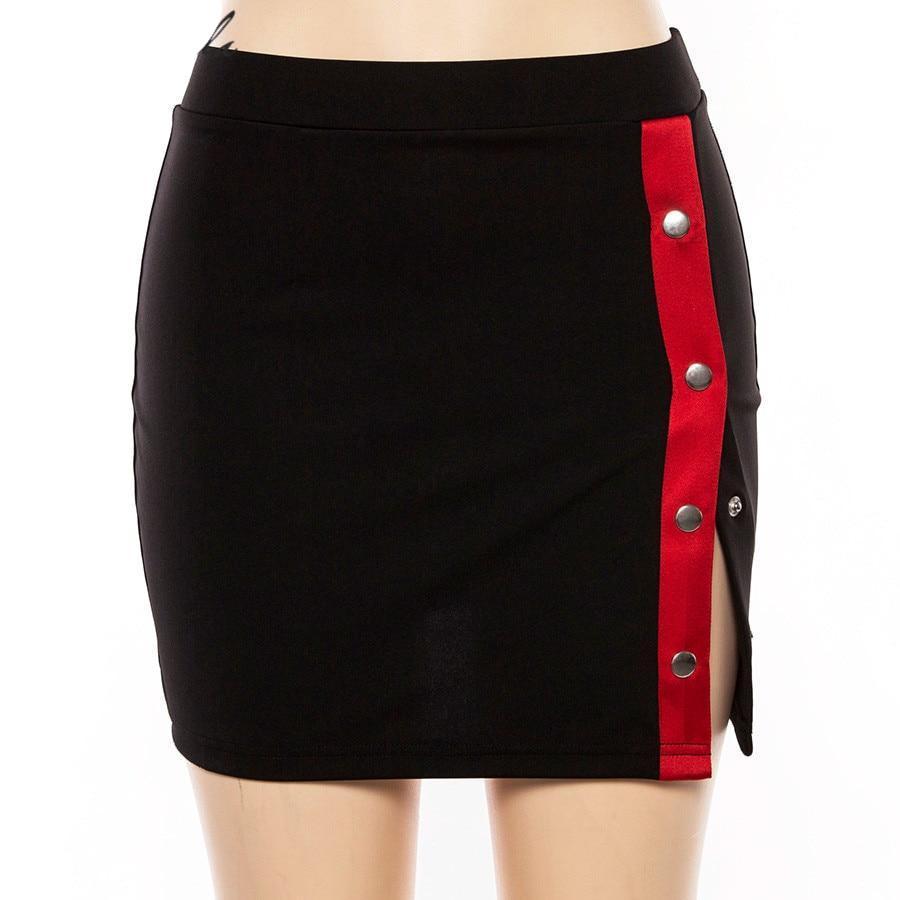 Vivian Black Side Stripe Mini Skirt