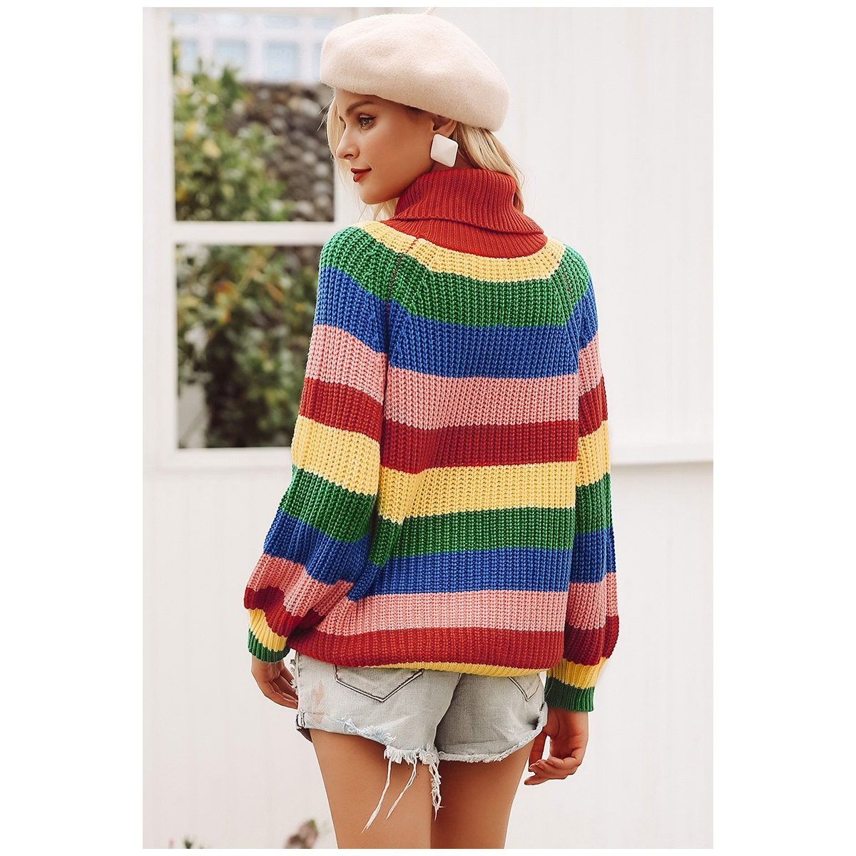 Rainbow Turtleneck Sweater