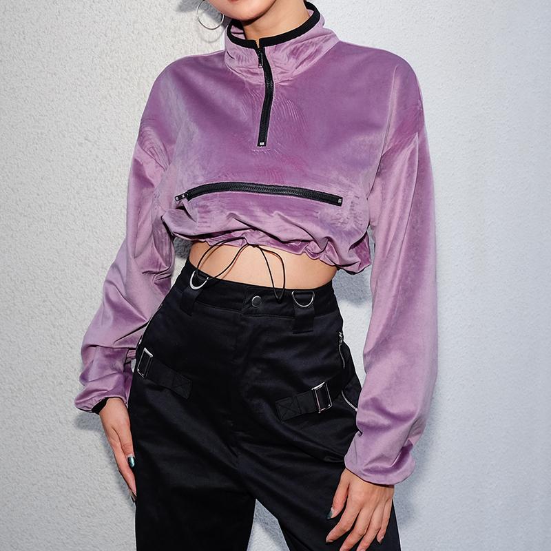 Coraline Purple Velvet Crop Top