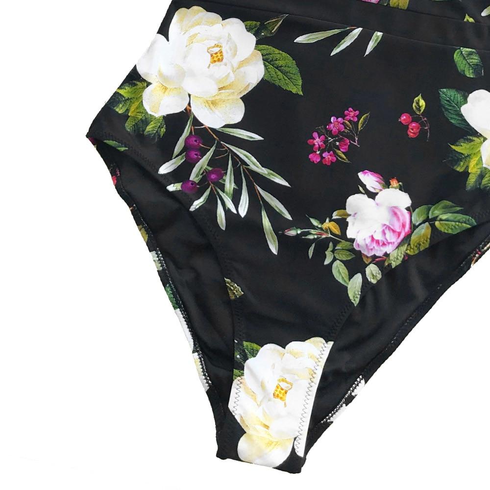 Lotus Floral Print Mesh One Piece Swimsuit