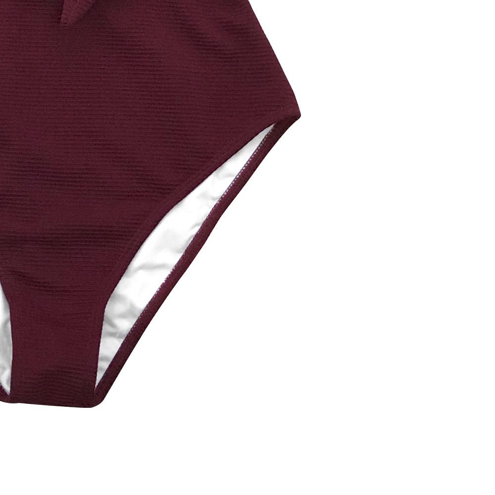 Burgundy Bowknot One Piece Swimsuit