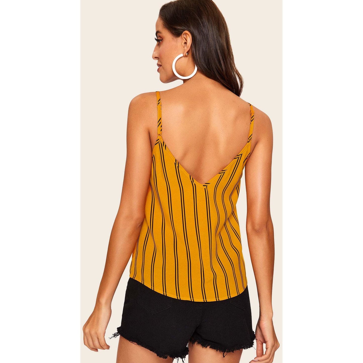 Kimmey Double V-Neck Striped Cami Top