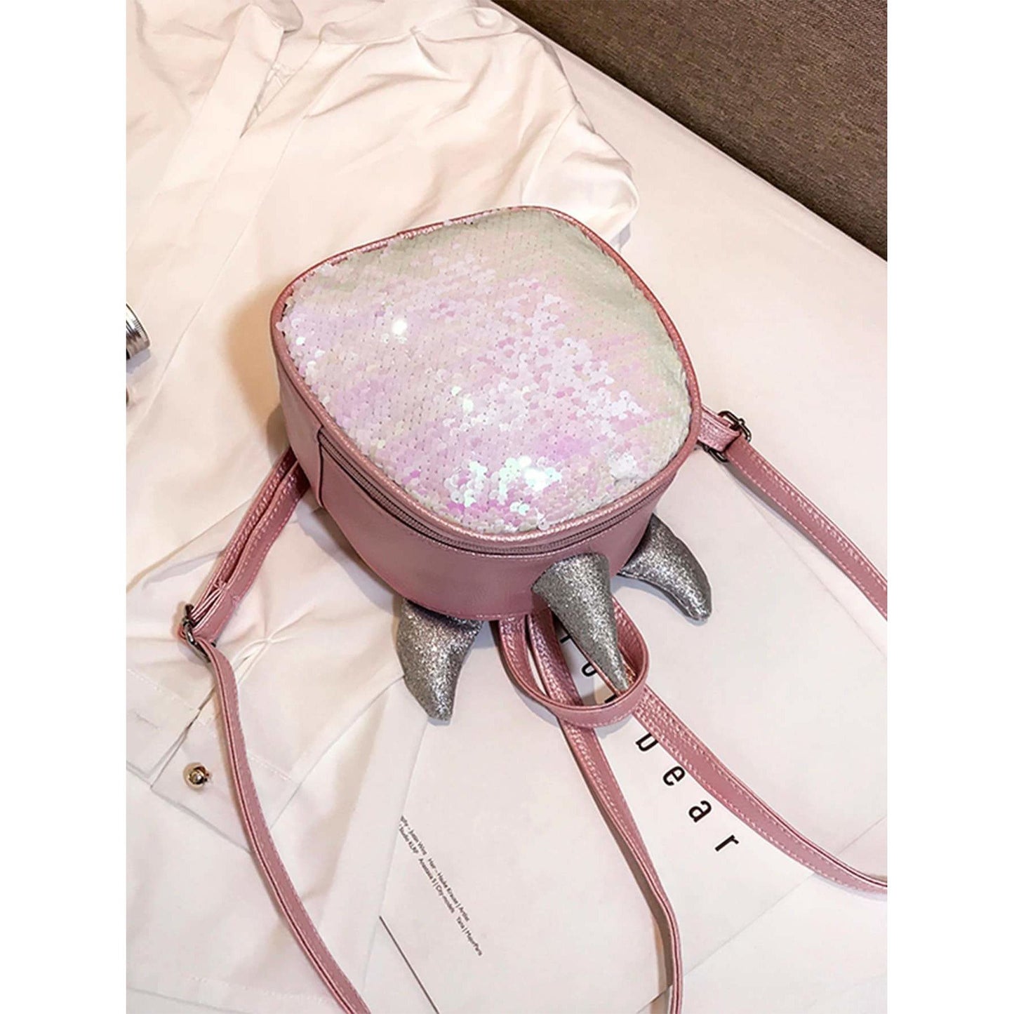 Sequins Decor Curved Top Backpack