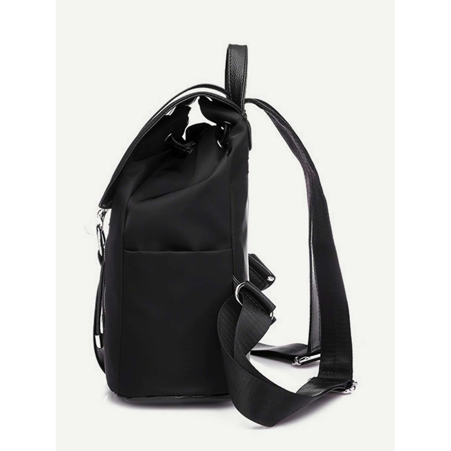 Metal Ring Detail Zipper Backpack