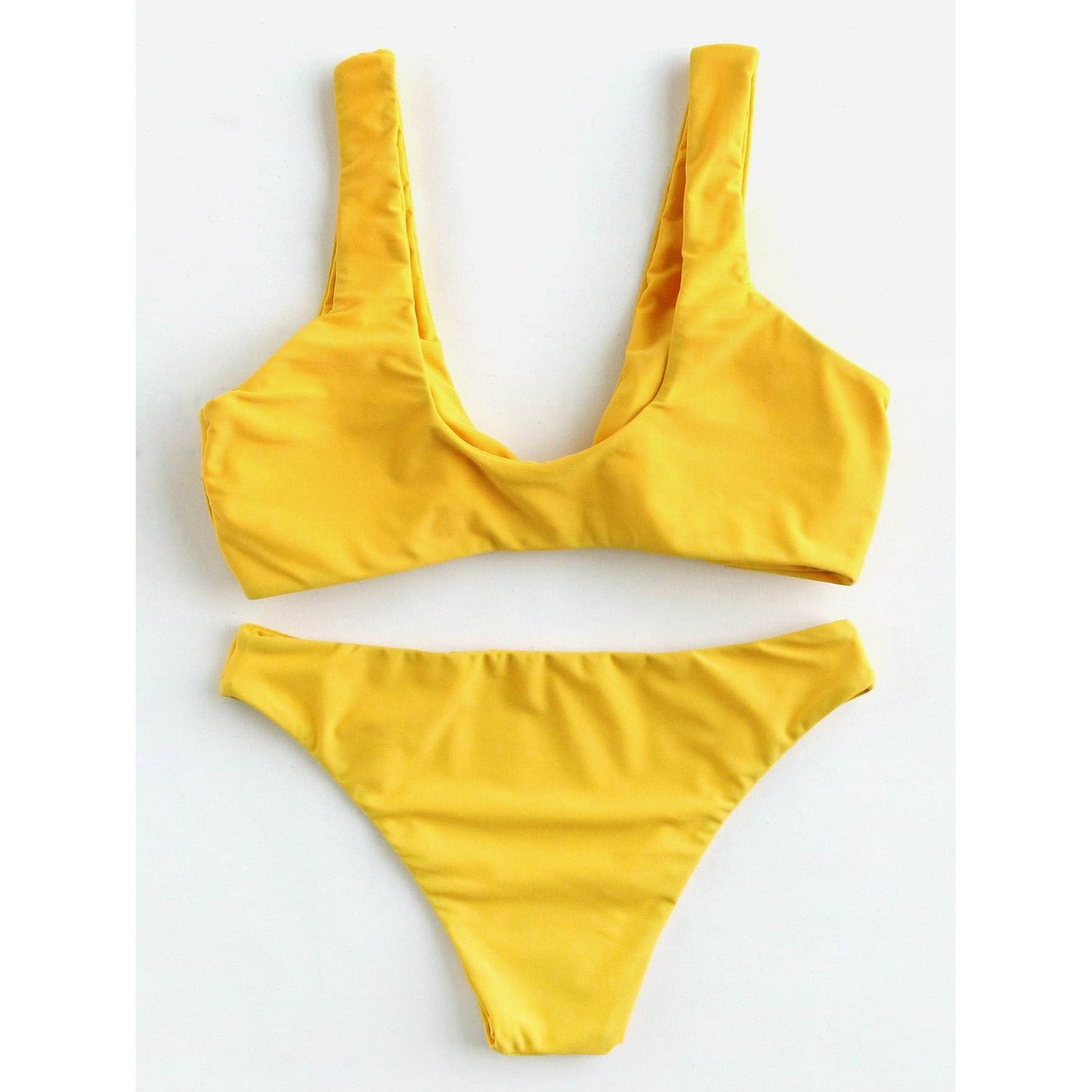 Yellow Scoop Back Bow Tie Top Bikini Set