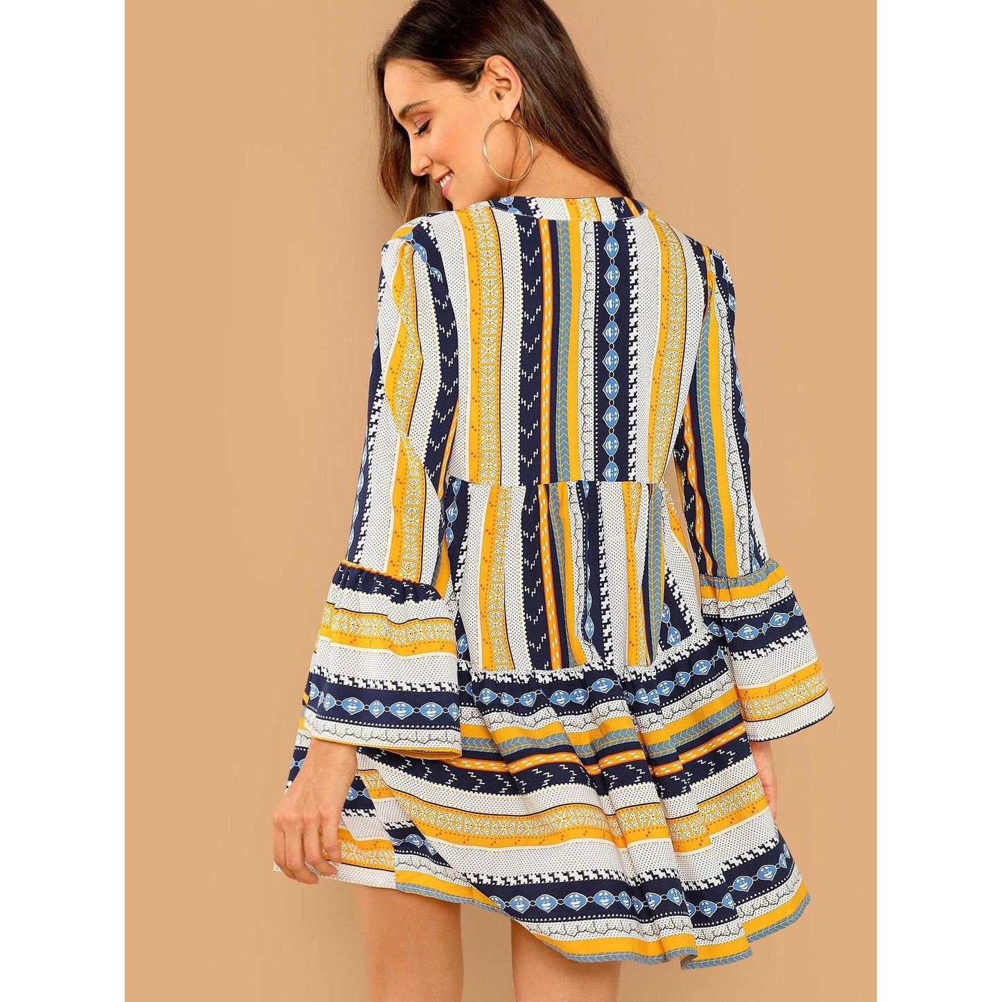 Summertime Flounce Sleeve Smock Dress