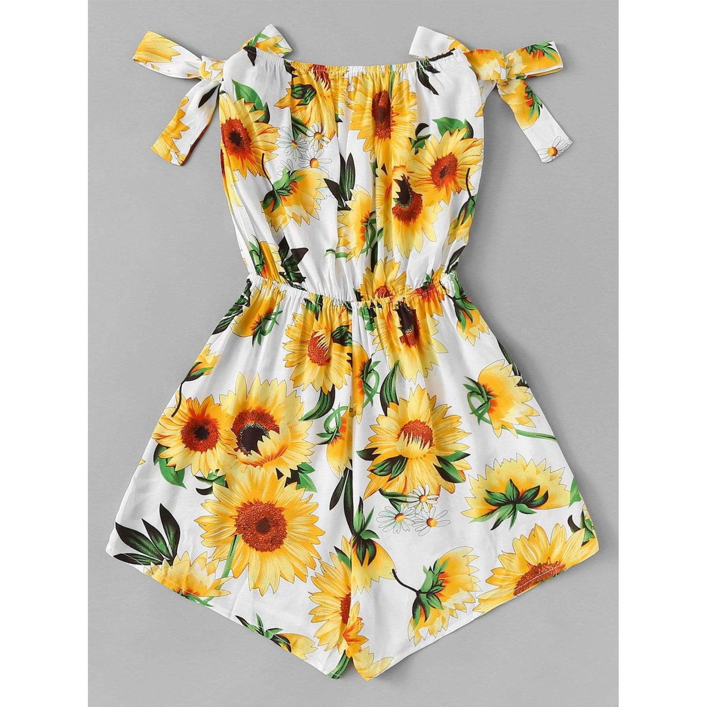 Sunflower Print Knot Side Romper