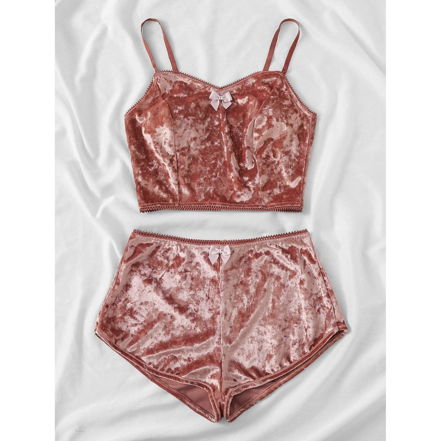 Marilyn Bow Velvet Cami Pajama Set