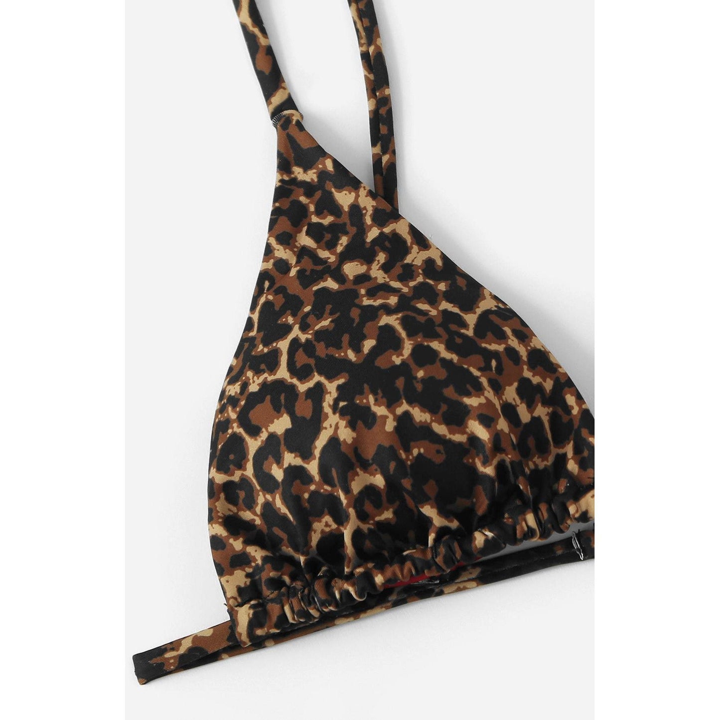 Leopard Triangle Red Lined Bikini Set