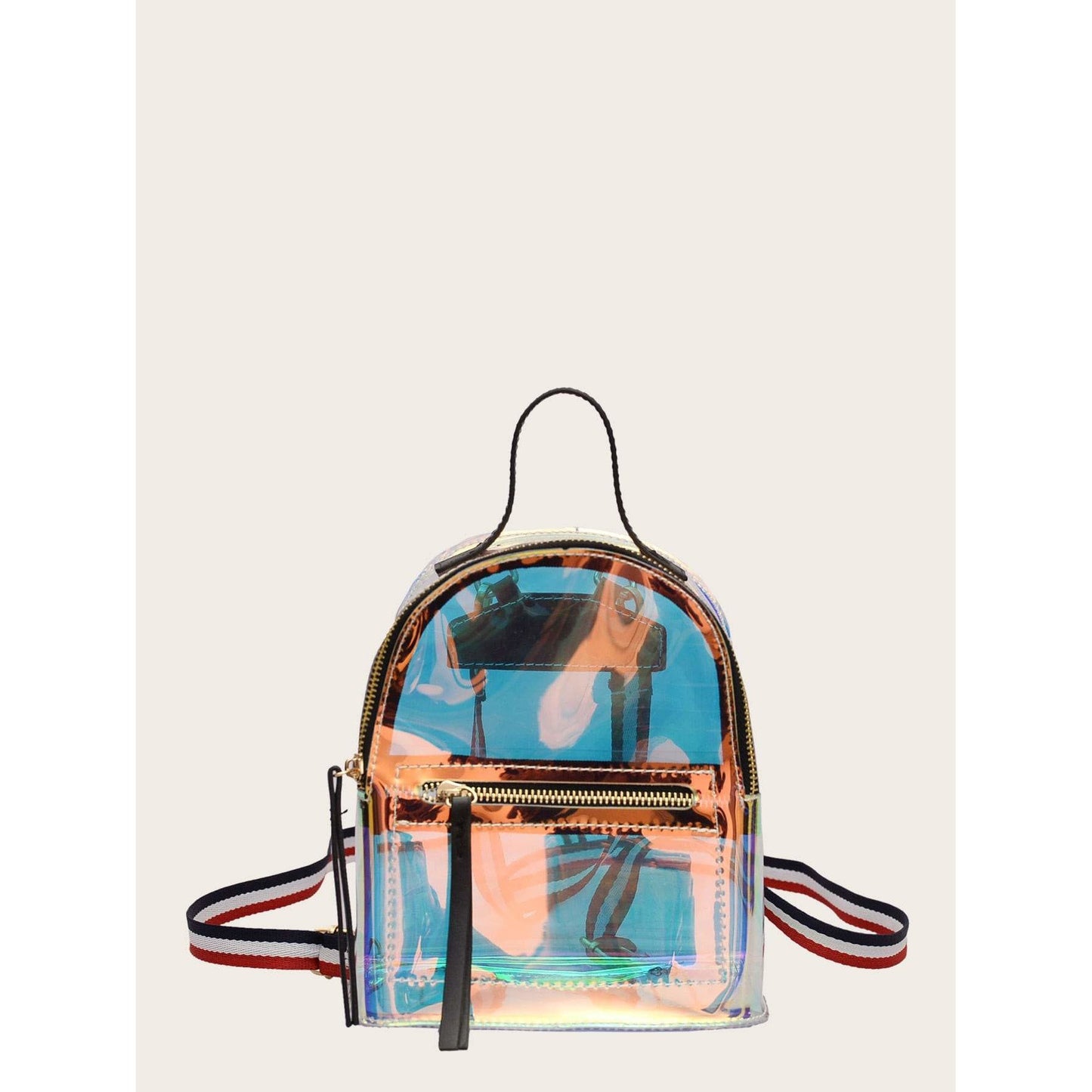 Clear Backpack With Striped Strap