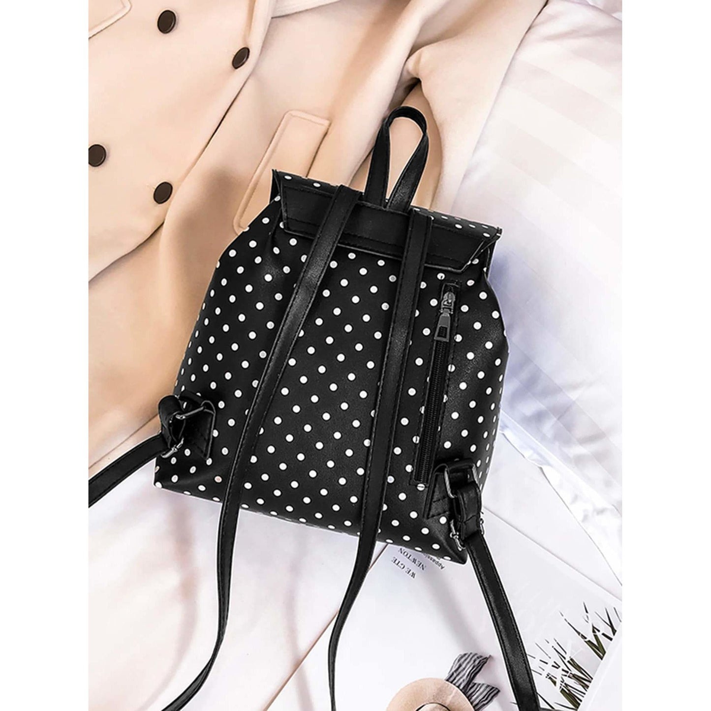 Polka Dot Double Buckle Strap Backpack