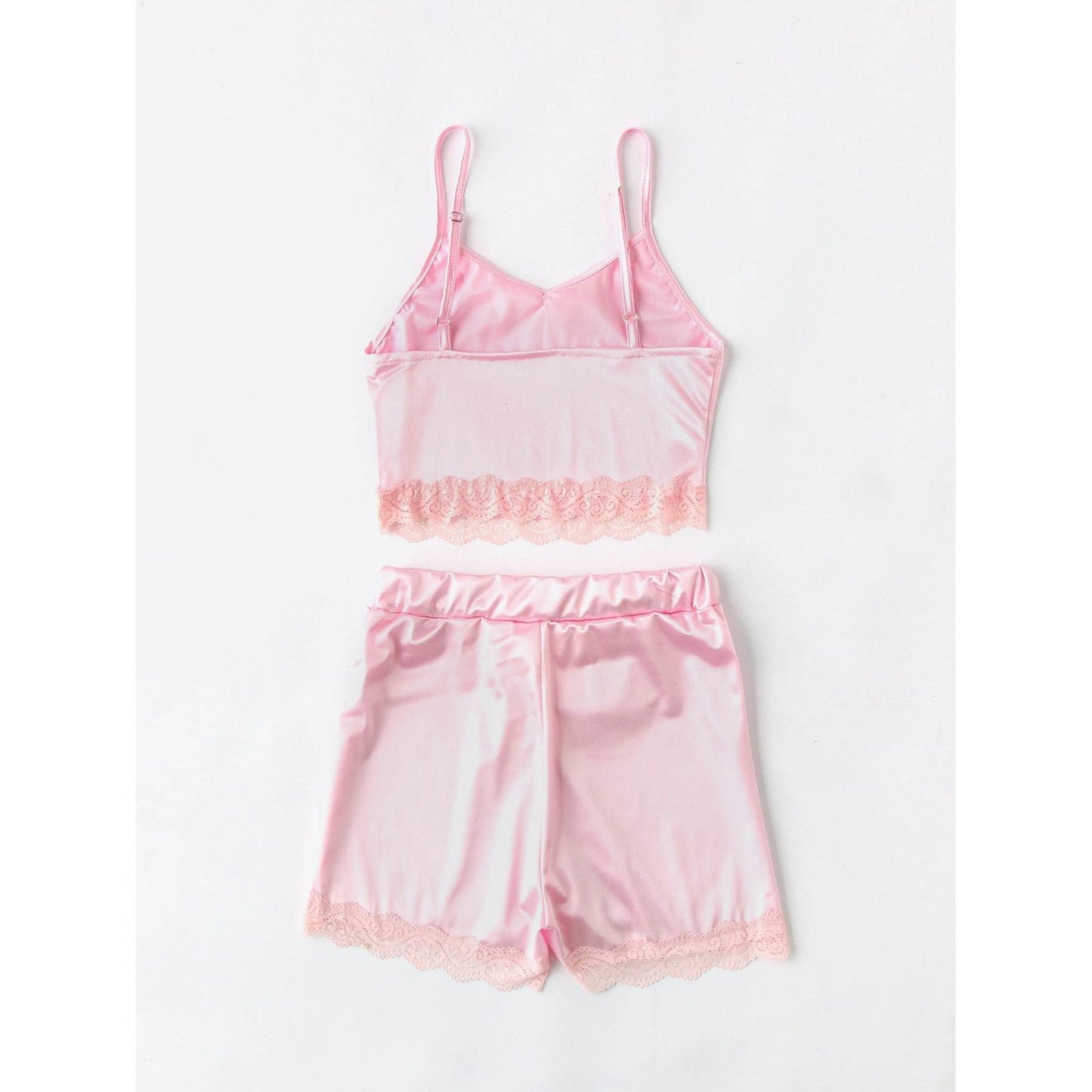 Satin Lace Trim Cami Pajama Set