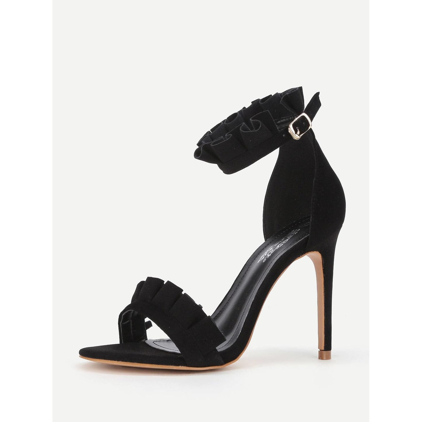 Frill Trim Stiletto Heels - Black