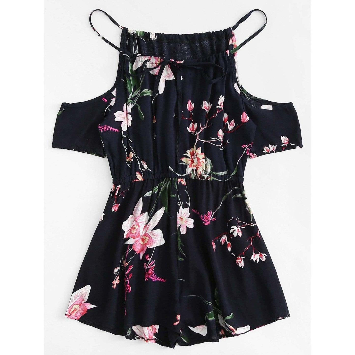 Open Shoulder Floral Print Romper